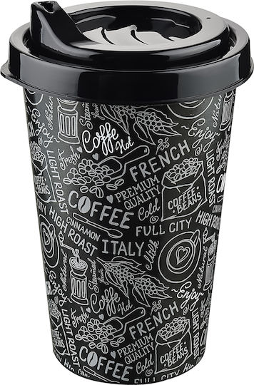 TnS Κούπα Πλαστική με Καπάκι Μαύρη 400ml
