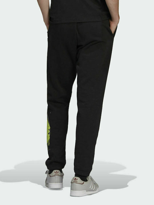 Adidas Behind Men's Sweatpants with Rubber Black / Solar Yellow