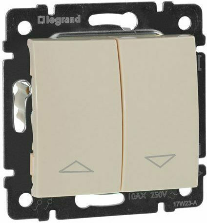 Legrand Valena Classic Χωνευτός Διακόπτης Τοίχου Ρολών Διπλός χωρίς Πλαίσιο Creme