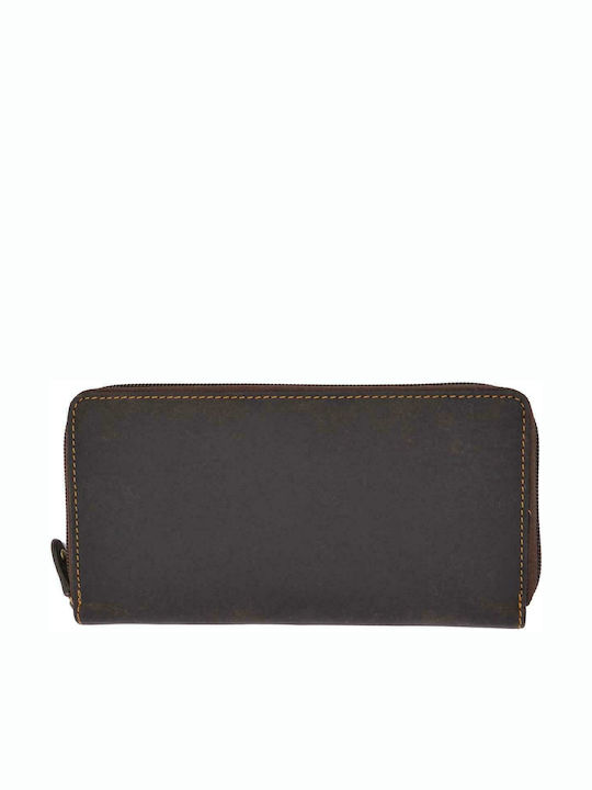 HU Large Leather Women's Wallet Classic Brown
