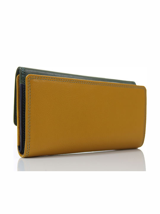 Large Leather Women's Wallet Classic Green/Yellow