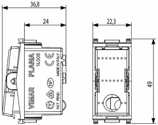 Vimar Plana Mechanism Wall Push Button Green 14008.0
