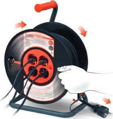 SAS Extension Reel Cord 3 x 2.5mm²/30m Black