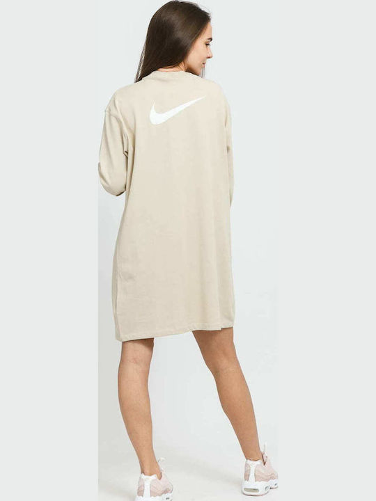 Sportswear Mini Αθλητικό Φόρεμα Μακρυμάνικο Μπεζ