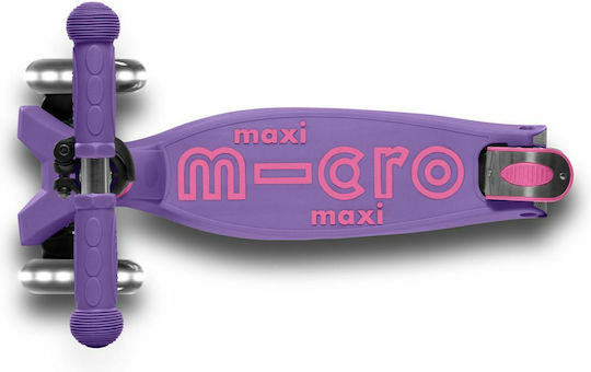 Micro Παιδικό Πατίνι Αναδιπλούμενο Maxi Deluxe LED Τρίτροχο για 5+ Ετών Μωβ