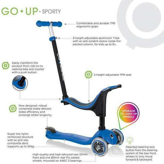Globber Παιδικό Πατίνι Go-Up Sporty Τρίτροχο με Κάθισμα για 3+ Ετών Πράσινο