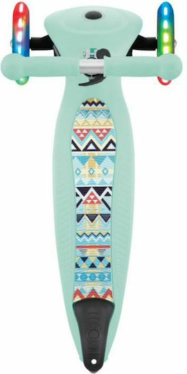 Globber Kids Foldable Scooter Junior Foldable Fantasy Lights 3-Wheel for 2+ Years Turquoise