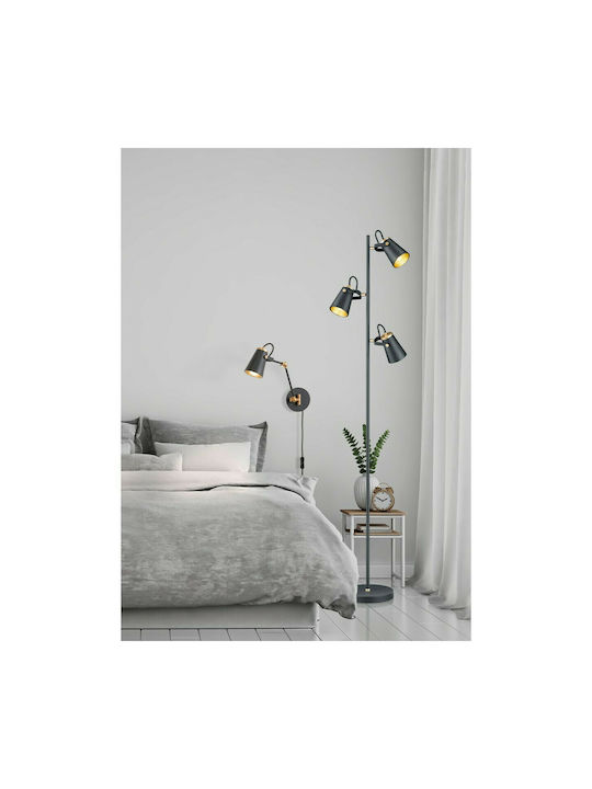 Trio Lighting Edward Подова Лампа В160xД23см. с Цокъл за Крушка E14 Черен