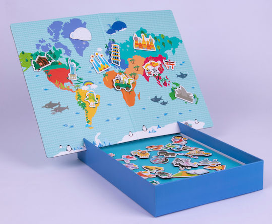 Apli Kids Μαγνητικό Παιχνίδι Κατασκευών World Map για Παιδιά 3+ Ετών AP-16494