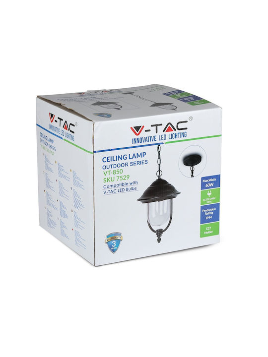 V-TAC Outdoor Hanging Ceiling Light E27 in Black Color 7529