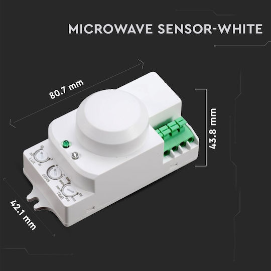 V-TAC VT-8077 Ενσύρματος Αισθητήρας Κίνησης Μικροκυμάτων 360°