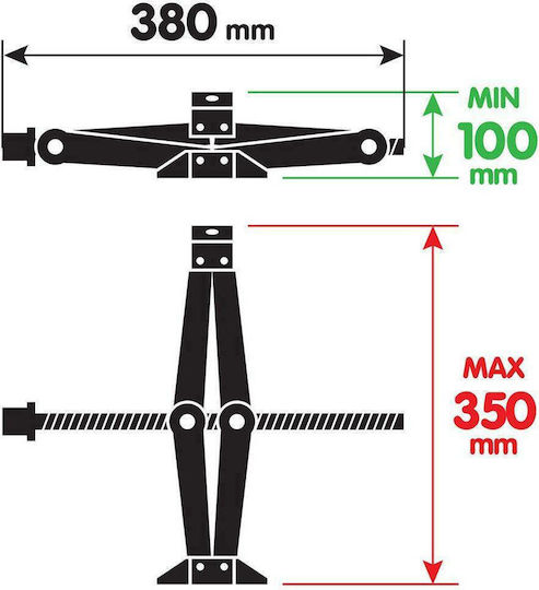 Lampa Hand Operated Scissor Jack with Lifting Capacity up to 35cm and Weight Capacity up to 1 Ton