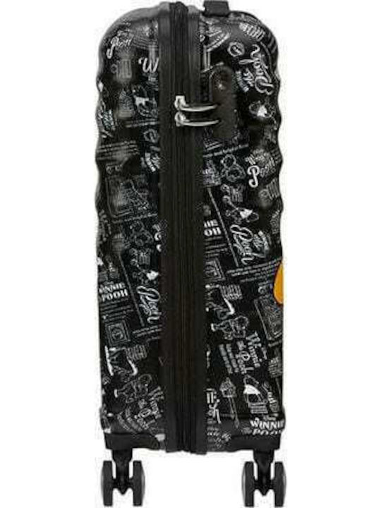 American Tourister Wavebreaker Disney Kids Cabin Hard Black Suitcase With 4 Wheels Height 55cm