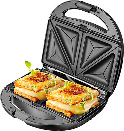 Camry CR 3042 Sandwich Maker cu Plăci Detasabile pentru for 2 Sandwiches Sandvișuri 1200W Gri