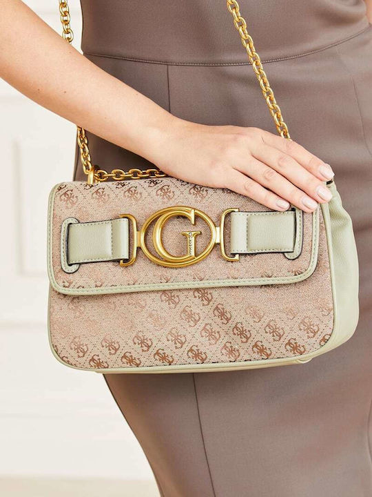 Guess Aileen 4G Geantă de damă De umăr Beige / Green