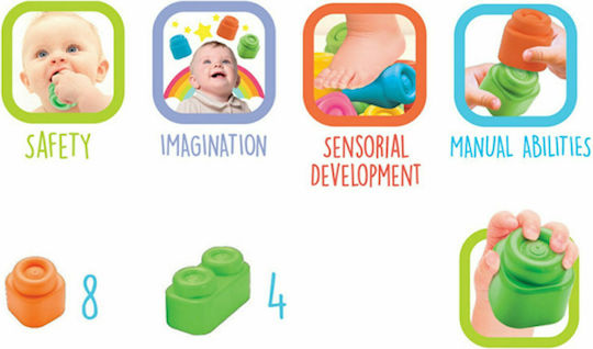 Baby Clementoni Soft Clemmy Premium Building Blocks For 6+ Months 12 Pieces