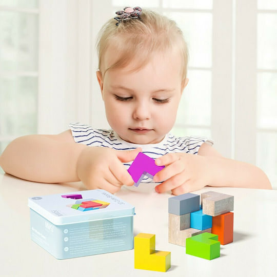 iwood 3D Cube Wooden Building Blocks for Age 3+ 8 Pieces