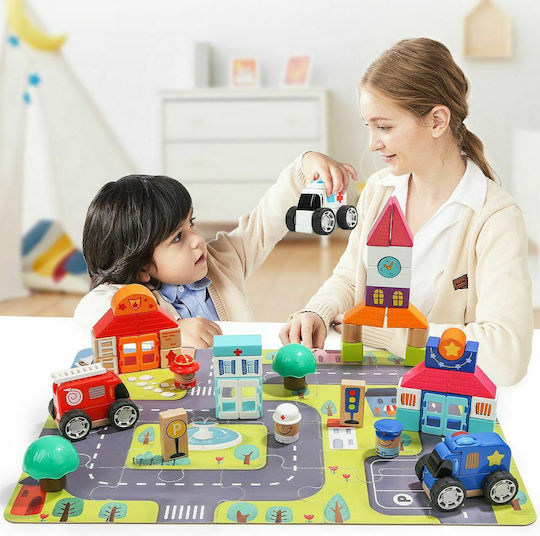 Top Bright City Building Blocks Wooden for 2+ Years 82 Pieces