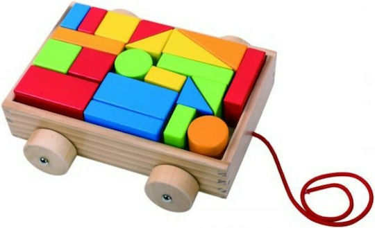Tooky Toys Конструктори Плъзгаща Се Количка Дървени За 1+ Години 16 Бройки