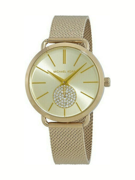 Michael Kors Portia Γυναικείο Ρολόι 41mm Μπαταρίας με Χρυσό Μεταλλικό Μπρασελέ
