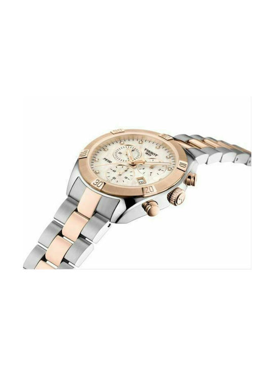 Tissot PR 100 Lady Chronograph Γυναικείο Ρολόι 38mm Χρονογράφος Μπαταρίας με Ασημί Ατσάλινο Μπρασελέ