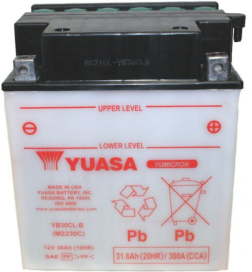 Yuasa Отворен Тип Батерия За Мотоциклет YB30CL-B 300A С Капацитет 31.6Ah
