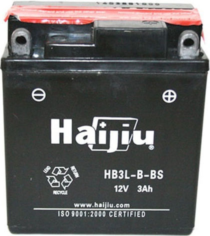HaiJiu Затворен тип Мотоциклетна батерия HB3L-B-BS с капацитет 3Ах