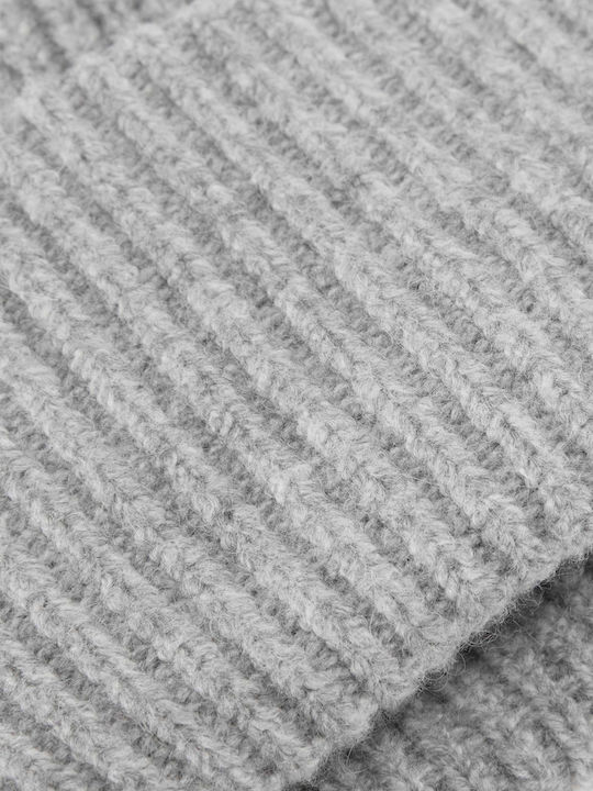 Beanie Γυναικείος Σκούφος με Rib Πλέξη Light Silver Grey Mélange
