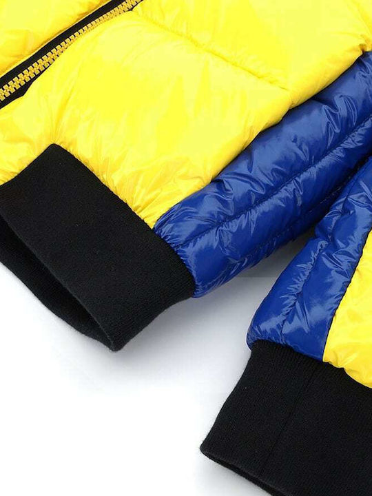 Kids' Quilted Jacket Short with Hood Yellow
