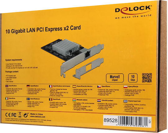 DeLock Ενσύρματη Κάρτα Δικτύου Gigabit (10Gbps) Ethernet PCI-e