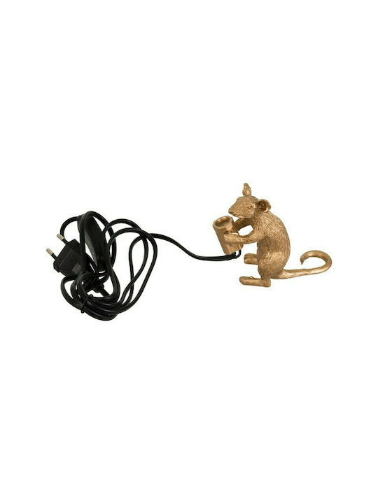 GloboStar Mouse Декоративна Лампа Фигура с Цокъл за Крушка E12 Златист
