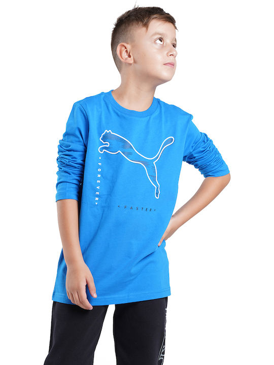 Puma Kids Blouse Long Sleeve Blue Active Sports