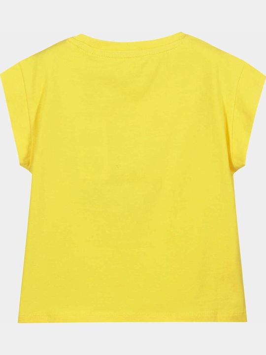 Kinder-Crop-Top Kurzarm Gelb