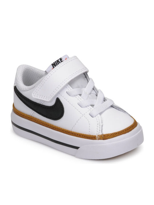 Court Legacy Tdv Adidași Copii Cu Închidere Hoop & Loop Alb / Desert Ochre / Gum Light Brown / Negru