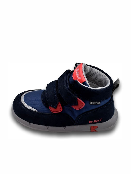 Junibo Παιδικά Sneakers High Ανατομικά με Σκρατς Navy Μπλε