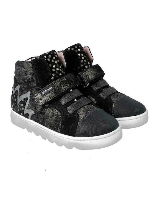 Παιδικά Sneakers High Ανατομικά με Σκρατς Μαύρα