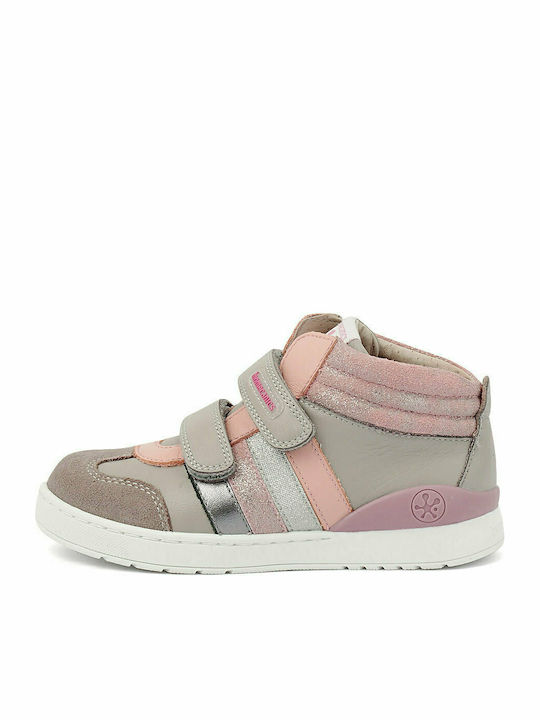 Biomecanics Kids Anatomic High Sneakers for Girls with Hoop & Loop Closure Pink