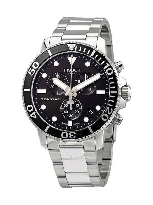Tissot Seastar 1000 Men's Watch 45.5mm Chronograph Battery with Silver Metal Bracelet