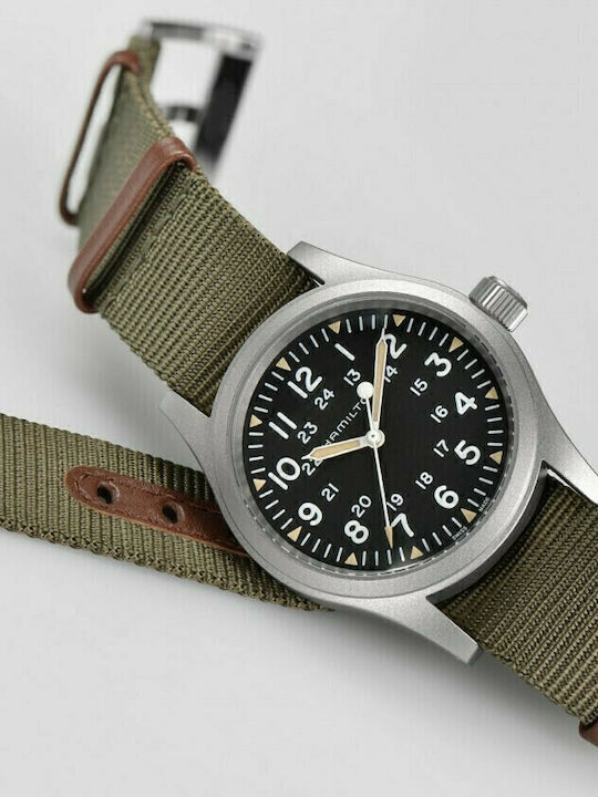 Hamilton Мъжки Часовник 38mm На Батерия С Зелен Текстилен Каишка