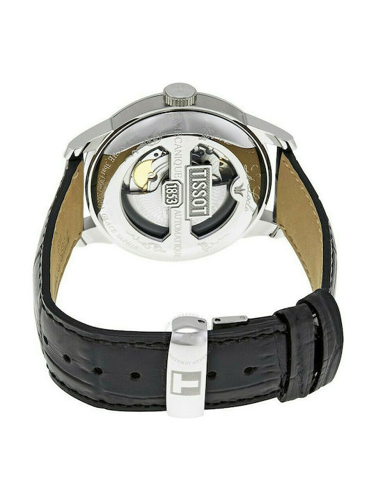 Tissot Le Locle Powermatic 80 Herrenuhr 39mm Automatisch mit Schwarz Lederarmband