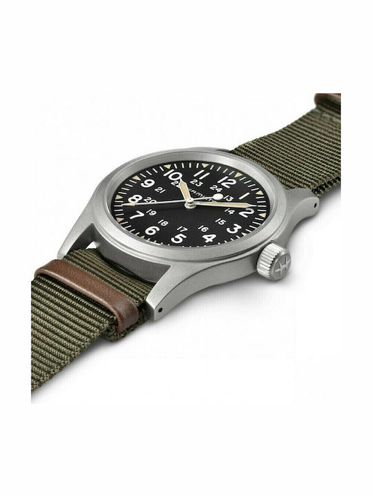 Hamilton Мъжки Часовник 38mm На Батерия С Зелен Текстилен Каишка