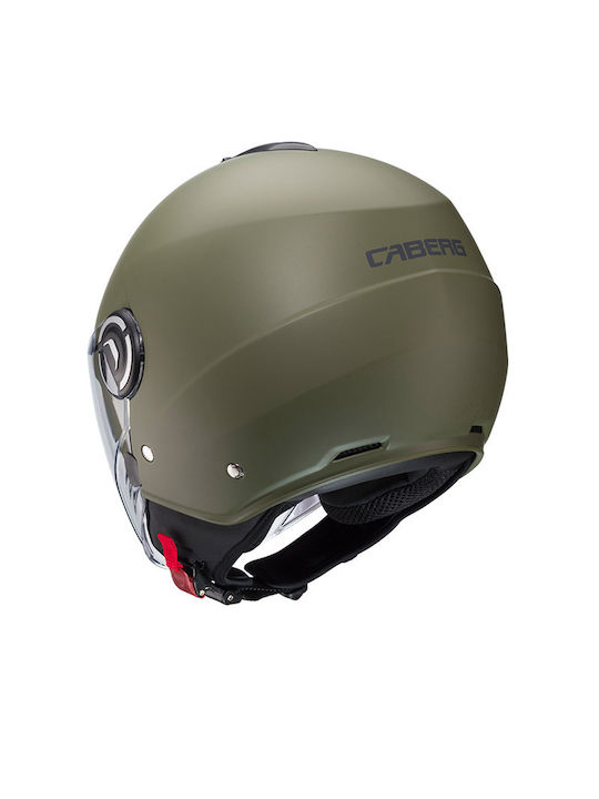 Caberg Riviera V4 Green Matt Military Κράνος Μηχανής Jet με Sunvisor