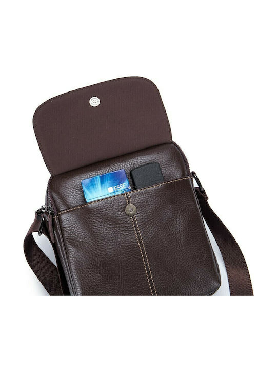 DJB-07 Leather Men's Bag Shoulder / Crossbody Dark Brown