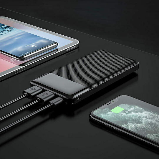 Hoco J72 Power Bank 10000mAh 10W with 2 USB-A Ports and USB-C Port Black