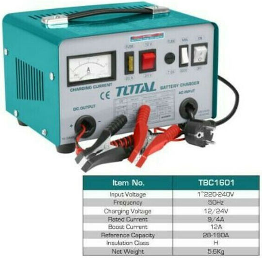 Total TBC1601 Φορτιστής Μπαταρίας Αυτοκινήτου 12/24V