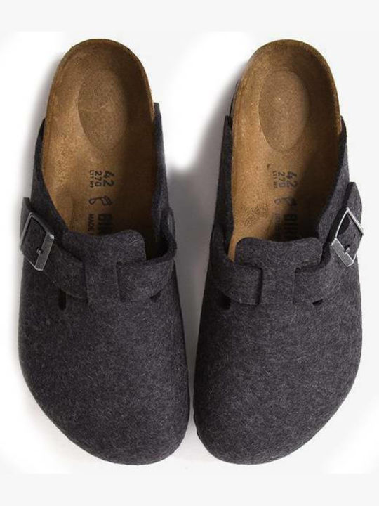 Birkenstock Boston Χειμερινές Ανδρικές Παντόφλες Anthracite