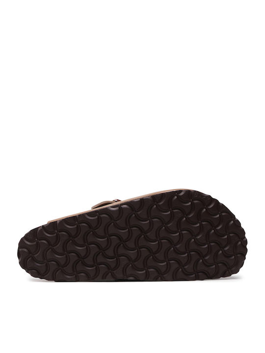 Boston Men's Leather Slippers Tabacco Brown