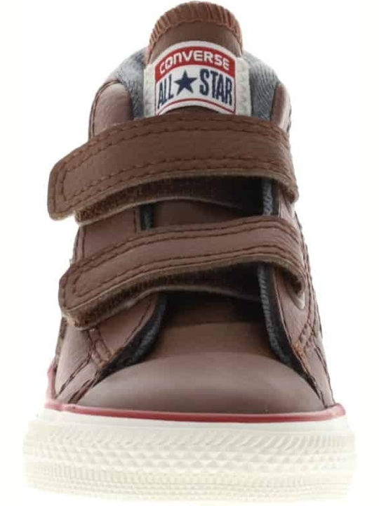 Chuck Taylor All Star Star Player Kids Sneakers High with Hoop & Loop Closure Brown