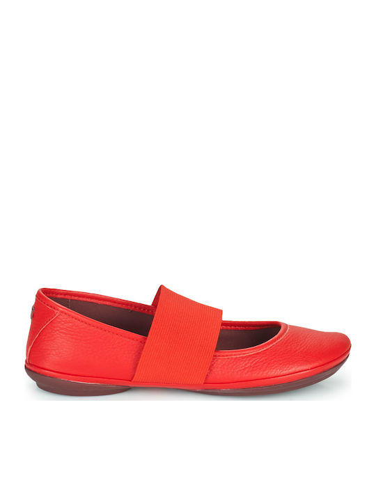 Leather Ballerinas Rign Red