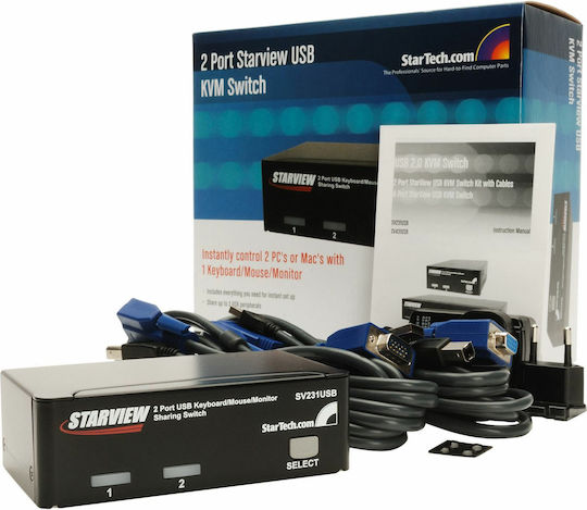 StarTech 2 Port Professional USB KVM Switch Kit with Cables